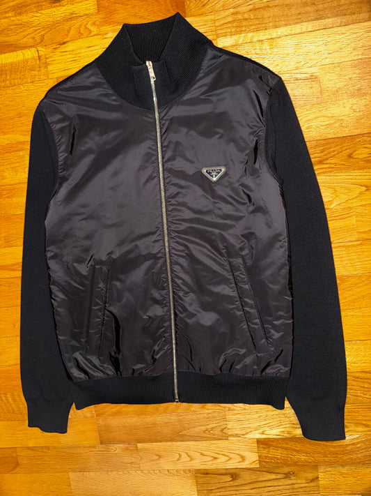 Prada Nylon Wool Zip Cardigan