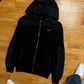 Prada Hooded Nylon Wool Zip Cardigan