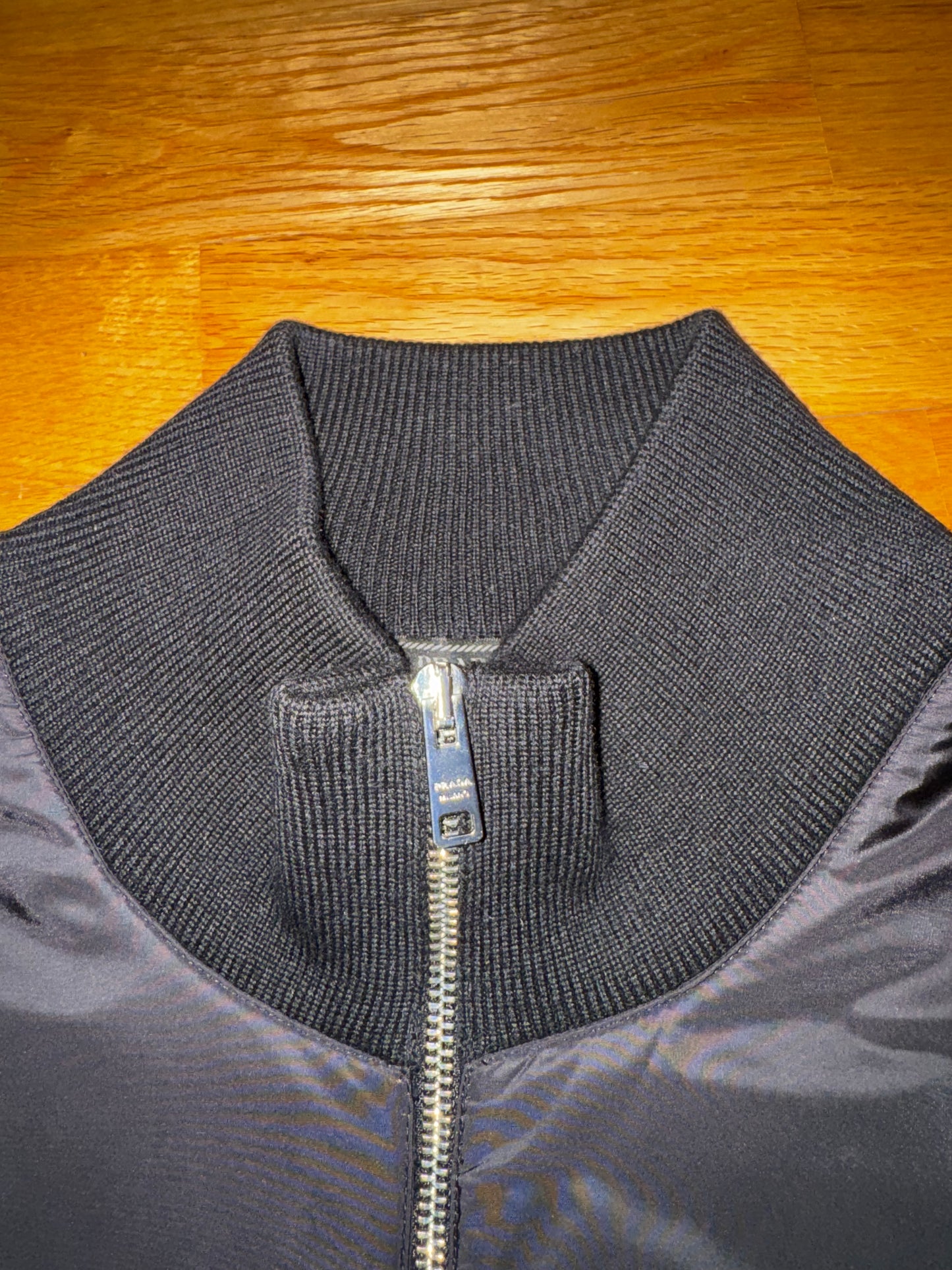 Prada Nylon Wool Zip Cardigan