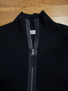 Moncler Ribbed Cardigan with Leather Trim