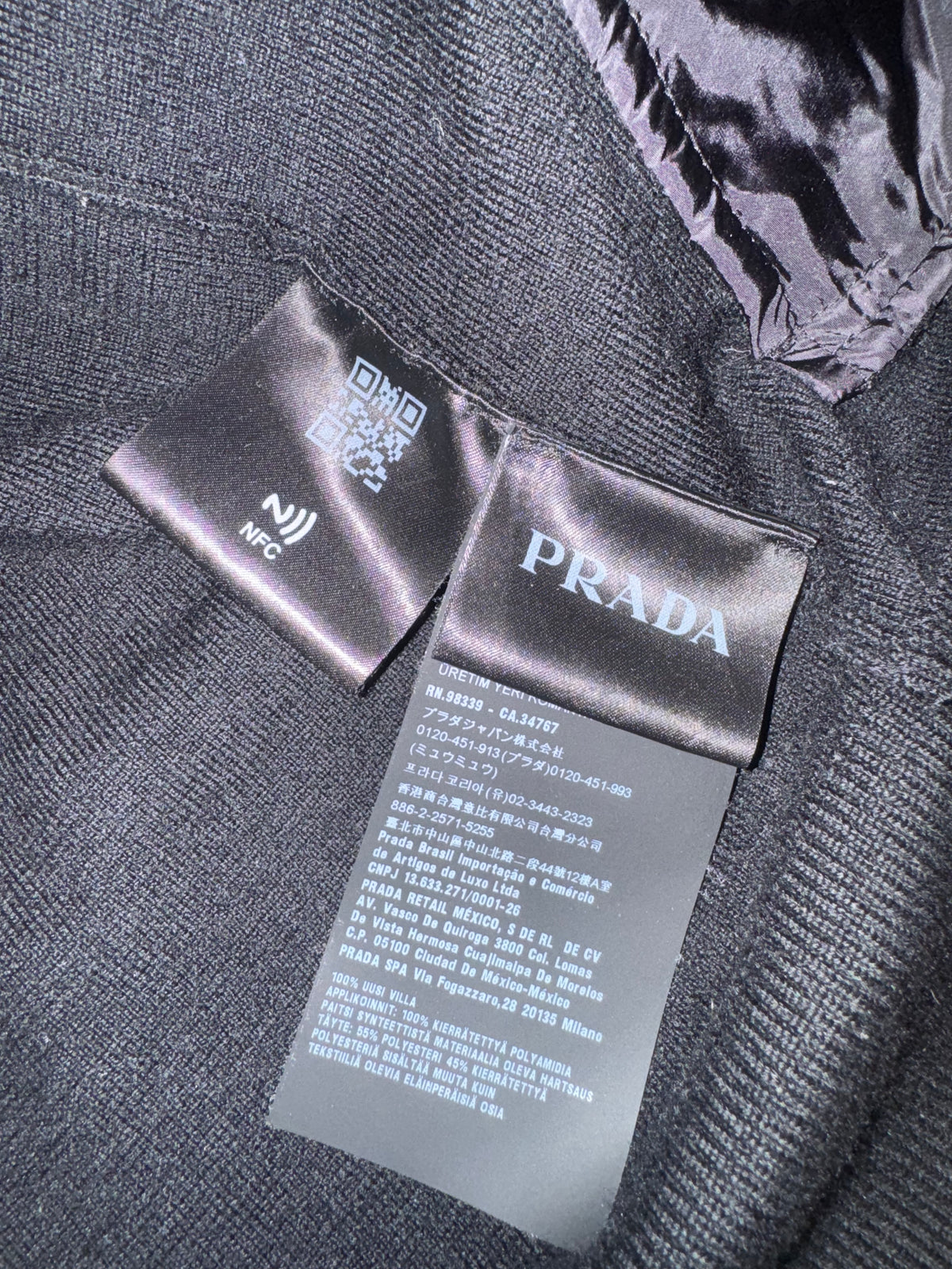 Prada Hooded Nylon Wool Zip Cardigan