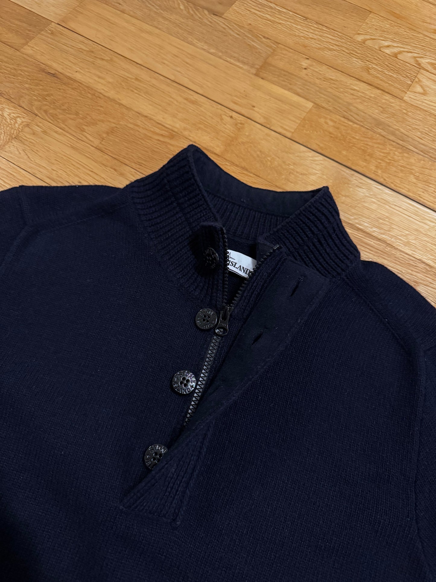 Stone Island Wool Half Zip Knit Sweater
