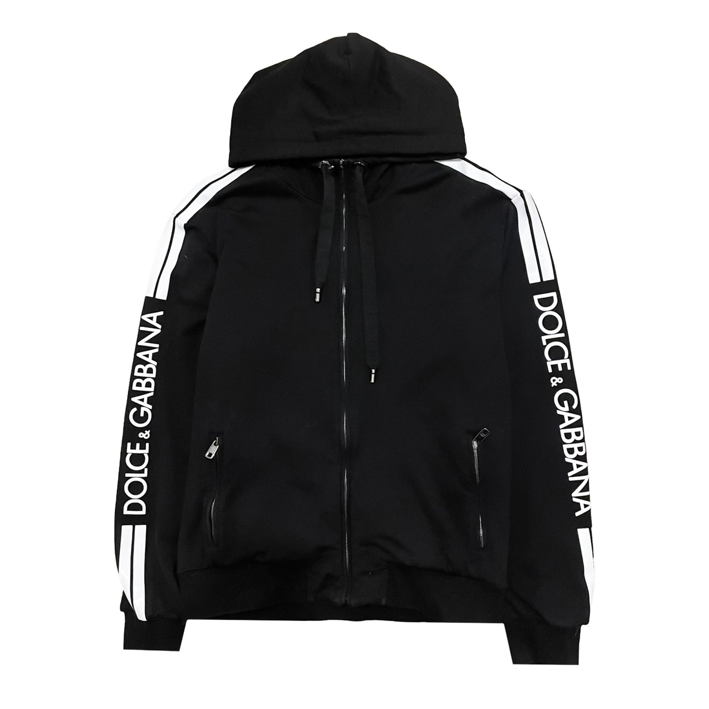 Dolce & Gabbana Taped Logo Zip Up Hoodie