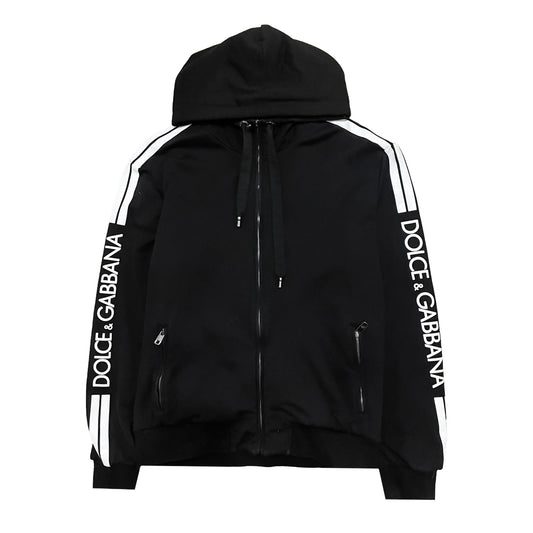 Dolce & Gabbana Taped Logo Zip Up Hoodie