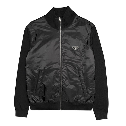 Prada Nylon Wool Zip Cardigan