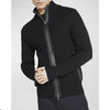 Moncler Ribbed Cardigan with Leather Trim