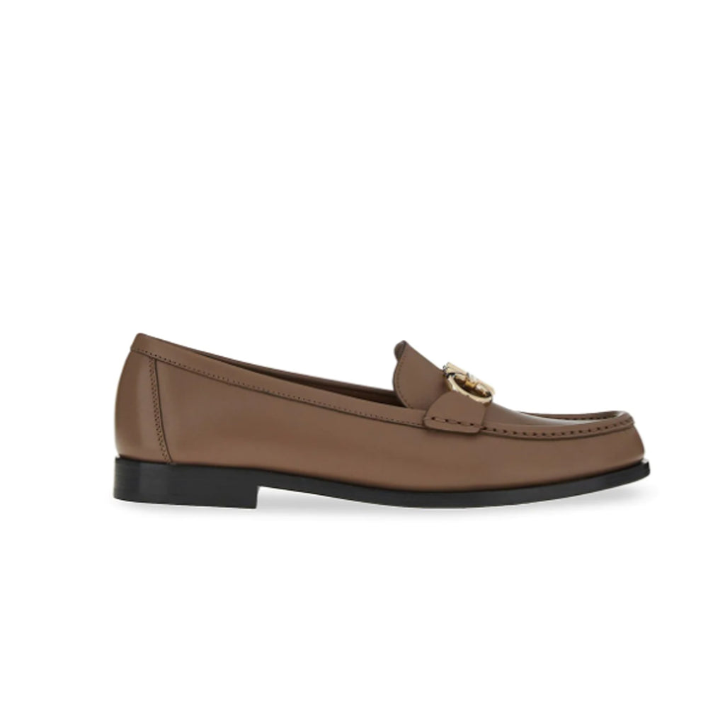 Salvatore Ferragamo Brown Leather Gancini Loafer Women